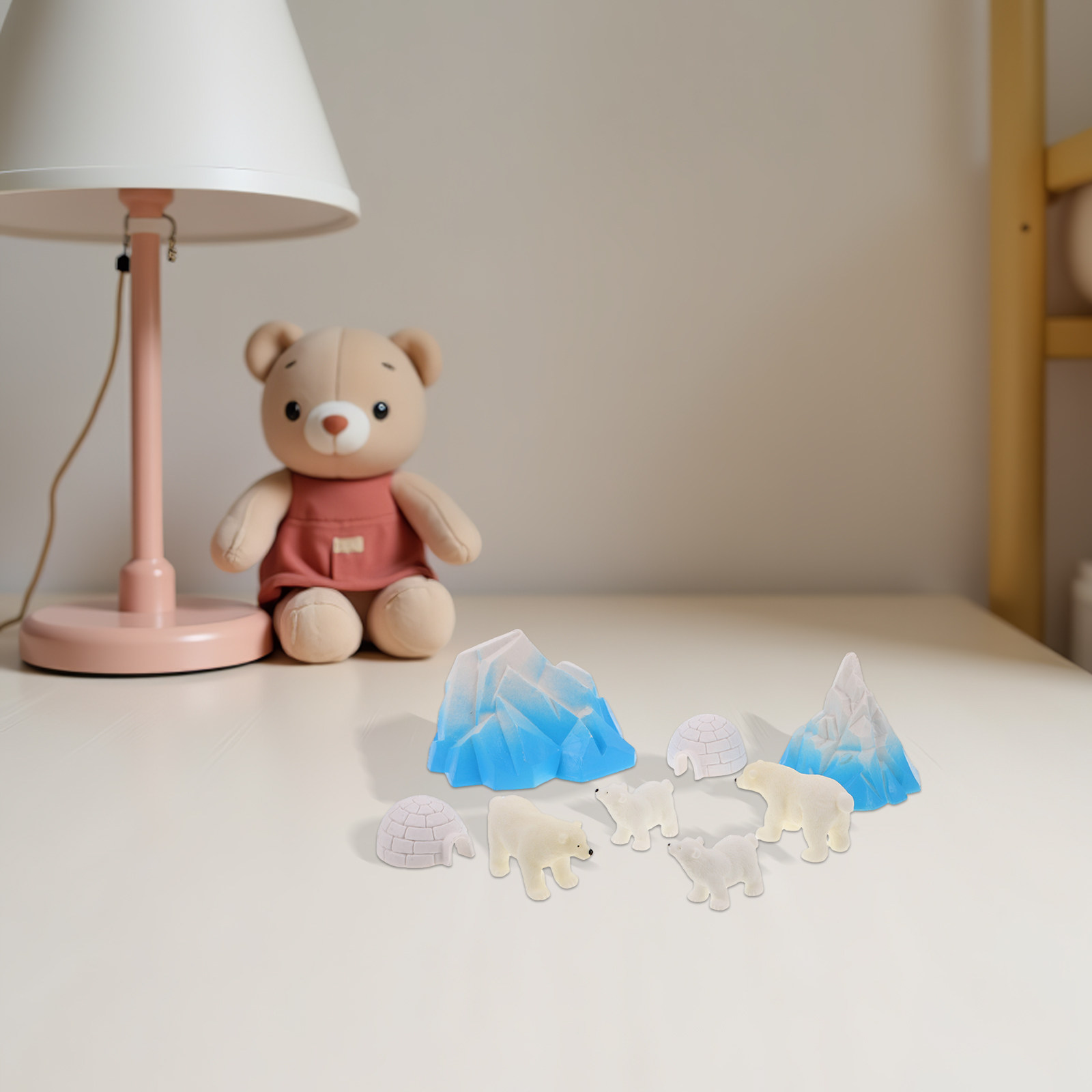 Resin Crafts - 8 Peças Mini Ursos Polares de