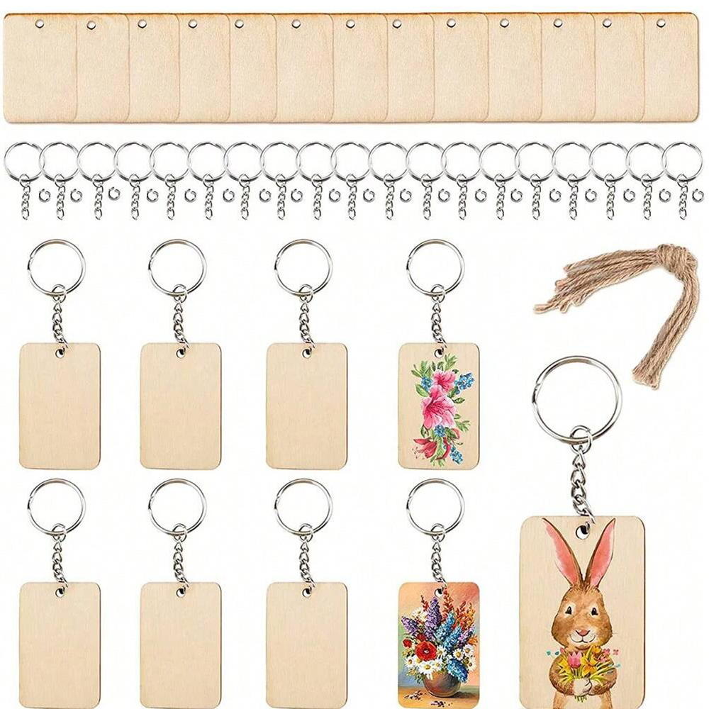 60 pçs chaveiros de madeira em - Wood Ring Blank avaliação e preço