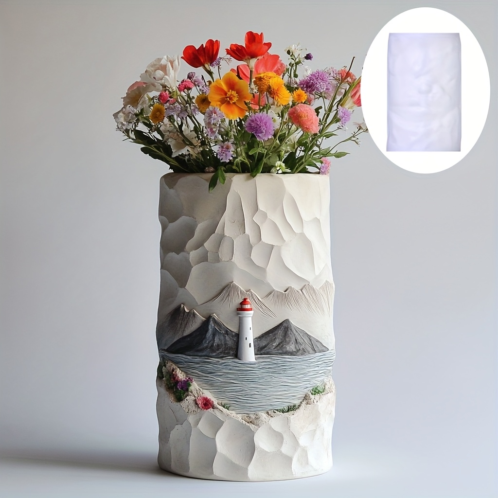 Mar farol alívio flor planta v - Resin Ocean Wave Mold avaliação e preço