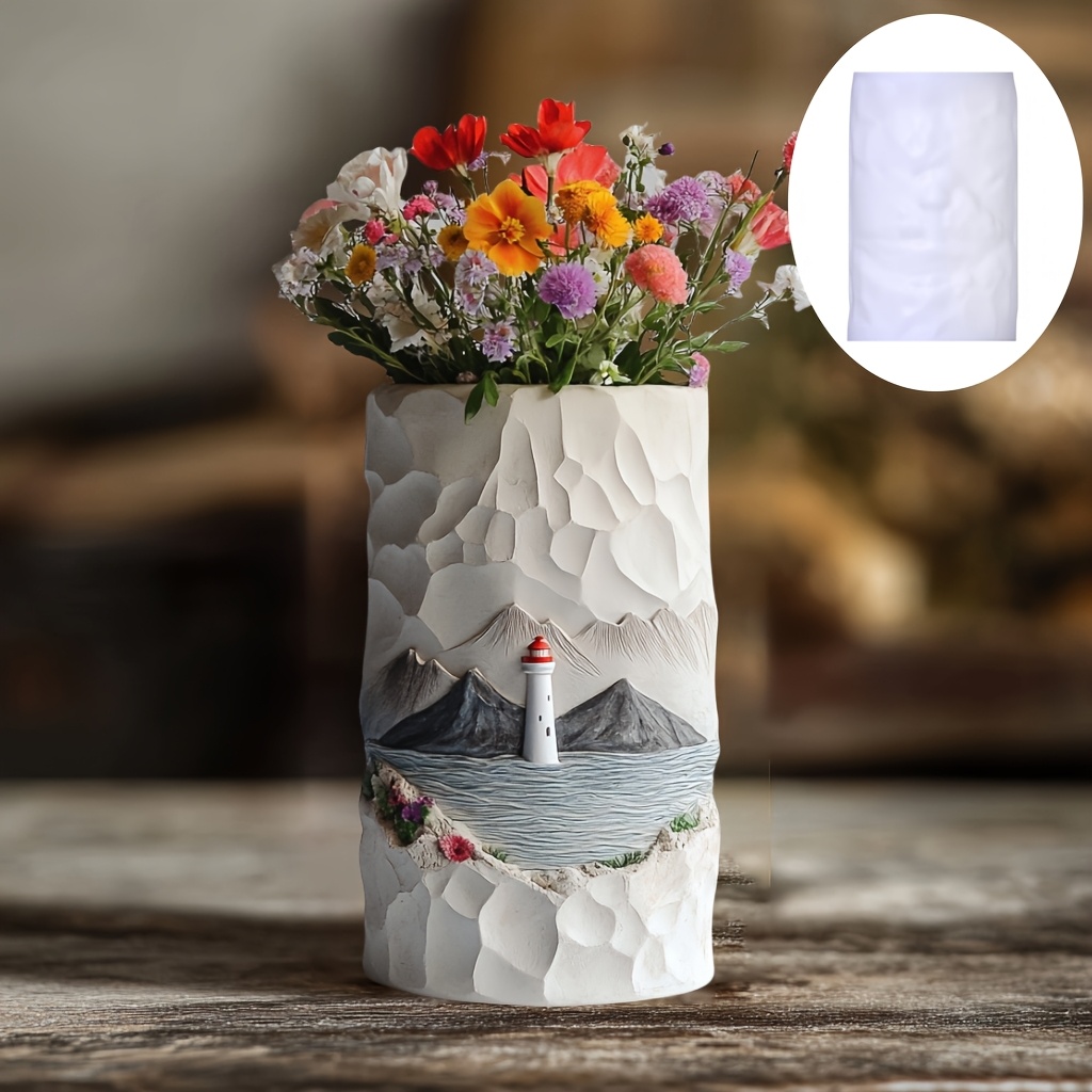 Mar farol alívio flor planta v - Resin Ocean Wave Mold avaliação e preço