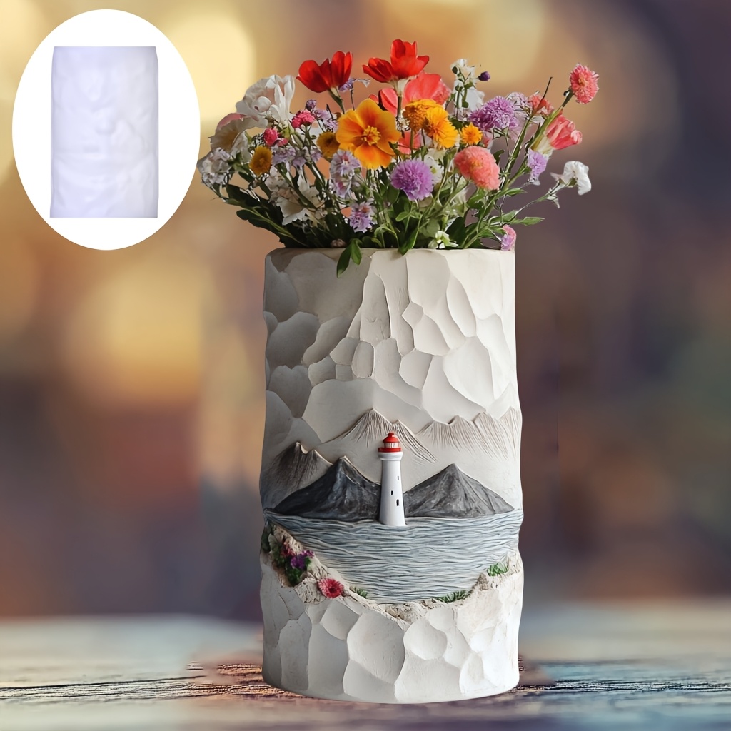 Mar farol alívio flor planta v - Resin Ocean Wave Mold avaliação e preço